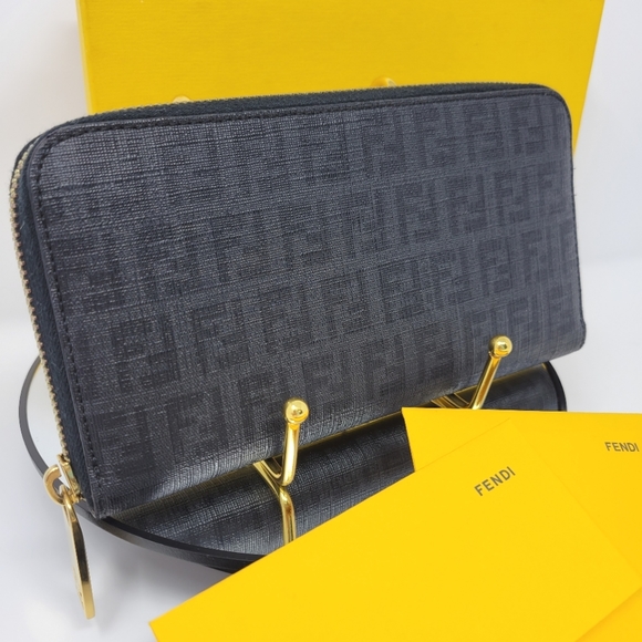 Fendi Handbags - FENDI ZUCCHINO ZIPPY LONG WALLET WITH COA, DUSTBAG & BOX